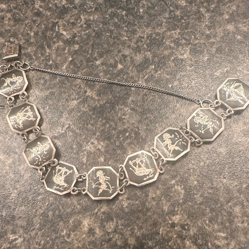 Hexagonal Silver Charm Bracelets - image 1